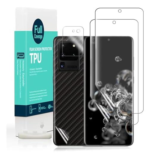 Ibywind skärmskydd för Samsung Galaxy S20 Ultra 5G, [Paket med 2], [Kameralinsskydd] [Skydd för ryggkolfiber] [fingeravtrycksskydd] [Mikrobubblfritt]
