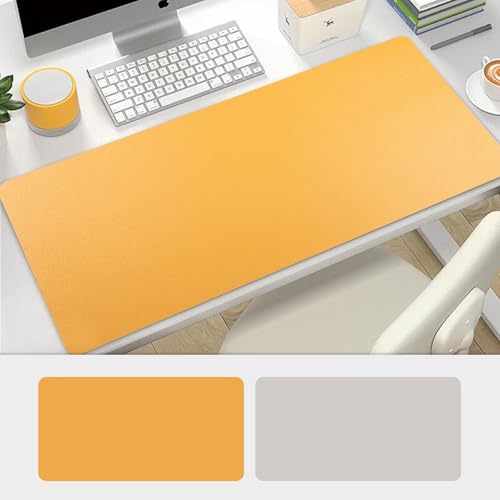 Tapis d'écriture en cuir double face jaune et gris pour un bureau élégant
