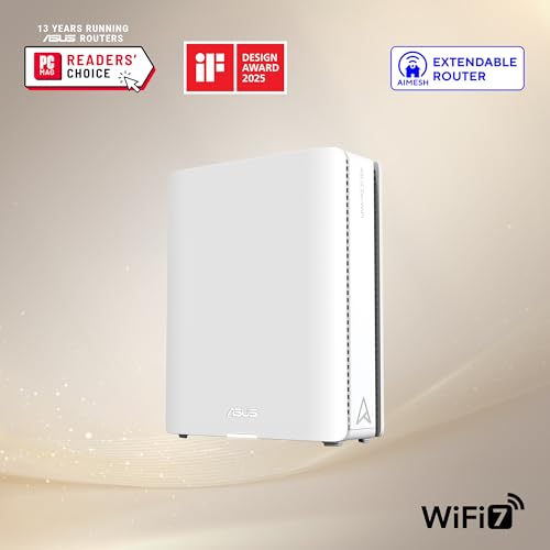 Image of ASUS ZenWiFi BQ16 Pro Quad-Band WiFi 7 Mesh Router (3 Pack), up to 12000 sqft, 2X 10G Ports Each, Smart Home Master with Multi-SSID, VPN & Parental Controls, Subscription-Free Security, AiMesh