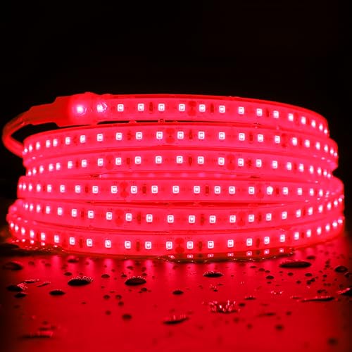 SLL HUT 660nm Red Light Sauna LED Strip Heat-Resistant IP68 Waterproof Flexible LED Tape Light 24V 600 LEDs 5m/16.4Ft for Relaxation and General Lighting Use (660nm Red)
