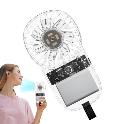 Ventilatore a mano, ventilatore a mano, ricaricabile - USB ricaricabile gadget freddi trasparenti, illuminazione ambientale a 3 velocità, raffreddamento silenzioso per