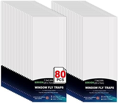 Window Fly Traps for Indoors, 80 Pack Clear Fly Paper Sticky Fly Strips for Home Houseflies Waterproof Fly Catcher Lady Bug Traps