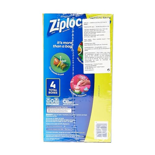 Ziplok Variety Pack, Gallon, Quart, Snack & Sandwich Bags Variety Pack 347)