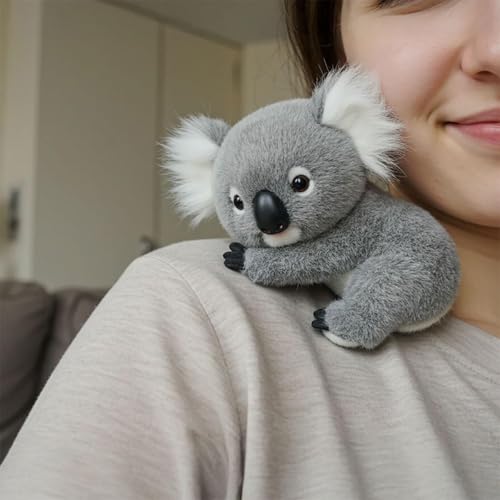 Rubu22a - Peluche Koala ultrasuave, realista, gris, 15 cm
