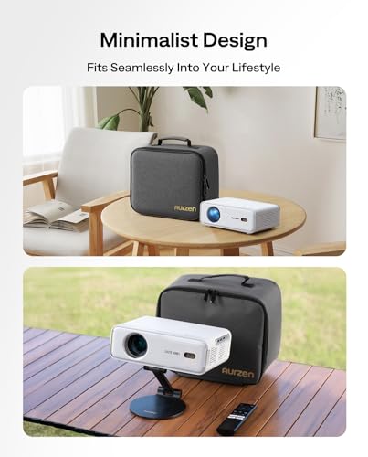 Aurzen Beamer Tasche Tragbare Projektortasche mit Zubehörtaschen, Projector Case, Aufbewahrungs- und Reiseetui - Kompatibel mit Aurzen EAZZE D1, D1 Pro, TMY, Epson, BenQ Projektoren (ca. 26x22x9 cm)