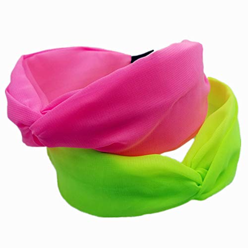 Hodooly 2 Pieces Knotted Headbands Fluorescent Turban Hairband Wide Hair Hoops For Women And Girls Hair Accessories #TOP2