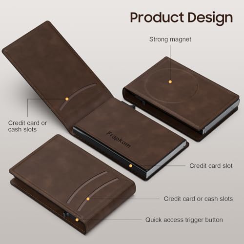 Wallet for Men, Wallet with Slim Pop Up Card Holder 8-11 Cards, Smart Minimalist Wallet with Cash Slot（deep brown）2