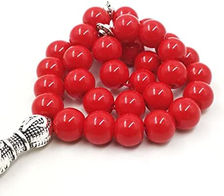 Women's Tasbih Natural Red Stone Muslim Prayer Beads 33 45 66 99 Misbaha Rosary Bead Islamic Eid Gift (10mm x 99beads)