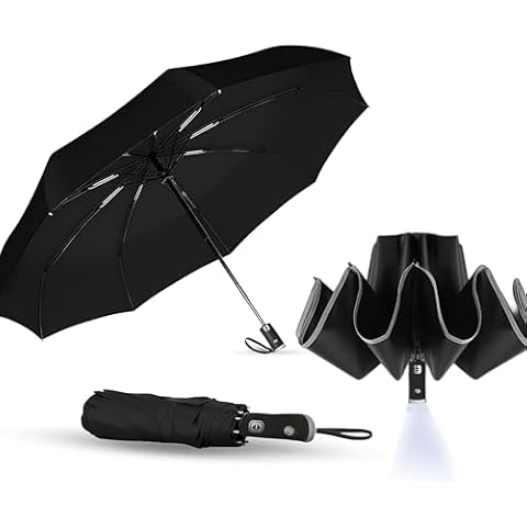 EVOKK Compact Folding Umbrella with LED Light Cover