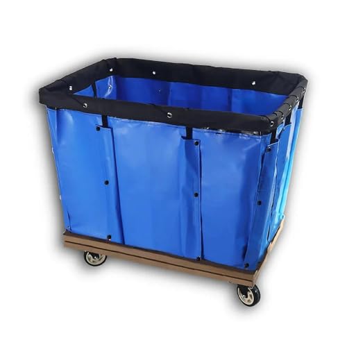 Metrixpio Industrial Laundry Cart Blue Vinyl Nylon 8 Bushel Truck,Dirty Clothes Hamper for Home & Hotel