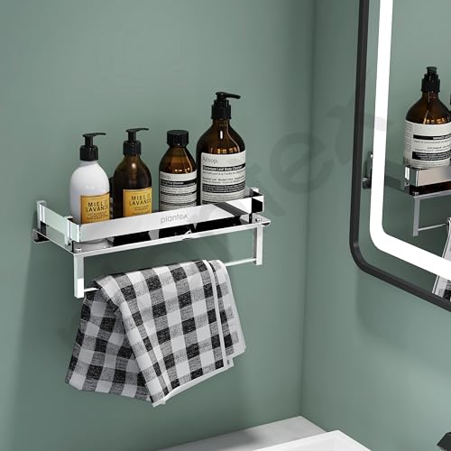 Image of Plantex Stainless Steel Shelf for Bathroom /Multi-Purpose Shelf for Kitchen /Bedroom /Living Room /Bathroom Accessories - (12x5 inch - Chrome)