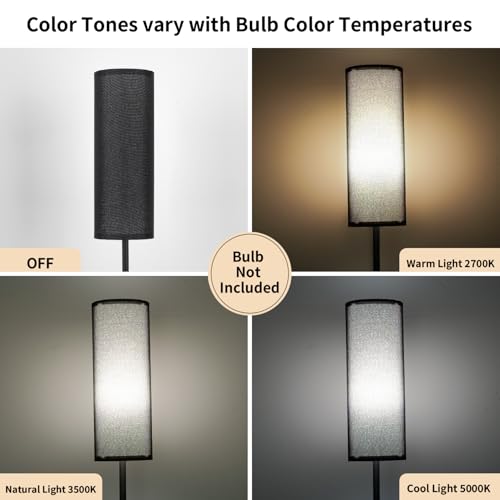 Image of FRIDEKO HOME Floor Lamp with Black Shade, Simple Design with Foot Pedal Switch, Small Tall Lamps for Living Room Bedroom Office, Corner Floor Stand Light with Black Pole Lamp (No Bulb /No Remote)