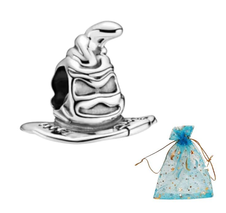 JABEDE Charm de Plata S925 Inspirado en la Saga de Harry, Compatible con Pulseras de Principales Marcas, Incluye Bolsa Negra Elegante   Ideal para Fans de H.P. (SOMBRERO), estandar