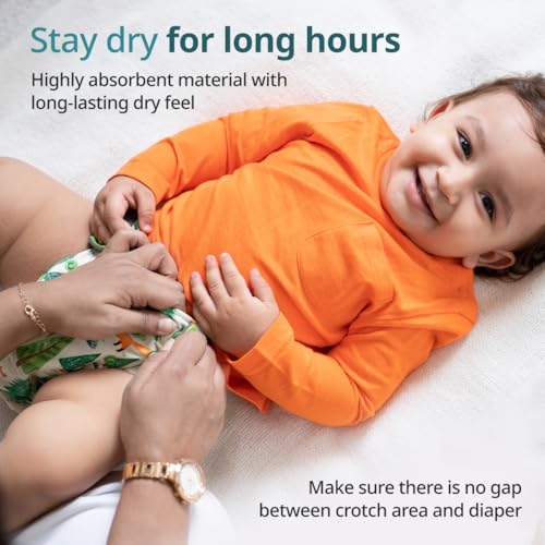 Image of LuvLap Reusable Baby Cloth Diaper, Double Leak Guard, High Absorption, Quick dry, Stain-Proof Comfort & Protection, 3m+, adjustable waist & height with snap buttons, Absorbent insert, Green bunny
