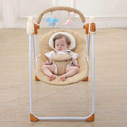 CBBAY Baby Electric Cradle Bassinet Bed Newborn Crib Rocking Sleeping (Yellow) - Thumbnail 7