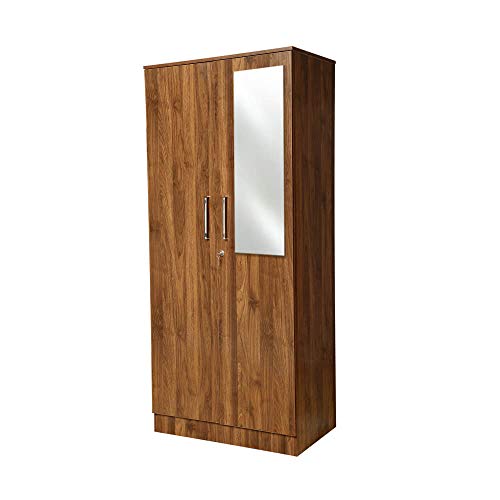 Image of Wakefit Wardrobe | 1 Year Warranty | Engineered Wood Almirah, Cupboard for Clothes Storage | 2 Door, Drawer | Tartan - Columbian Walnut