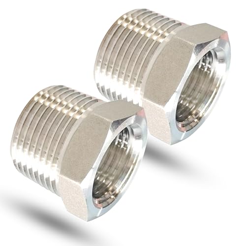 1-2 NPT Male to 3-8 NPT Female Reducer Bushing, 304 Stainless Steel Pipe Hex Bushing NPT Male to Female Reducing Adapter Pipe Fitting for Reducing Pipe (1-2mnpt x 3-8fnpt)