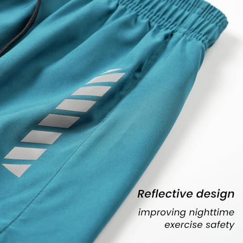 3-Piece Men's Running Shorts - Breathable Quick-Drying Workout Shorts with Night Reflective Strips - Lightweight Fabric(M)4