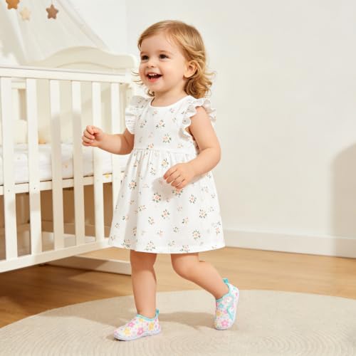 Image of FEETCITY Baby Boys Girls First Walking Shoes Infant Sneakers Crib Shoes Breathable Lightweight Slip On Shoes
