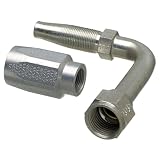 Gates 10C5-10RFJSX90 Field Attachable for C5C, C5D and C5M Hose, Dual Seat Female JIC 37/SAE 45 Flare Swivel, 90 Bent Tube, Steel, 1/2