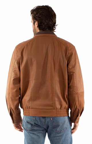 Image of Scully Mens Featherlite Cognac /Chocolate Leather Leather Jacket S