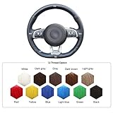 MEWANT Customized DIY Black Artificial Leather Car Steering Wheel Covers Wrap for Volkswagen Golf...