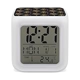 Dimensioni: misura 7,9 x 7,9 x 8,9 cm, la forma compatta a cubo si adatta a piccole sveglie, piccola sveglia Fantasy Masquerade Print per comodino, orologio da comodino, orologio da camera da letto, orologi per camera da letto e posizionamenti dell'orologio da comodino senza occupare spazio