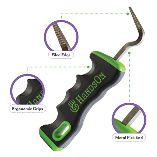 Handson Hoof Pick - Horse Grooming Supplies for Daily Cleaning & Maintenance - Metal Pick w/Hoof Filer for Horses - Ergonomic Grip - Image 4