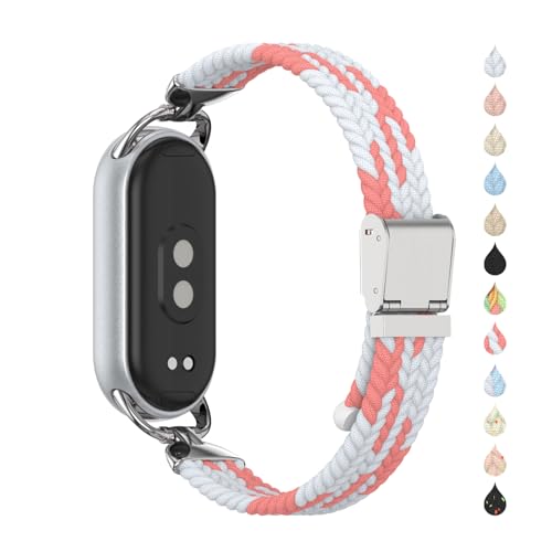 Miitech Xiaomi Smart Band 10 / 9 / 8 バンド 高弾性ナイロン製 長さ調節 柔らか軽量 通気 男女兼用 編組バンド スポーツ ソロループ 時計ストラップ Mi Band 10 / 9 / 8 用 交換ベルト 互換性保証 (