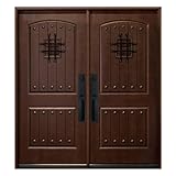 BGW Doors - Exterior Fiberglass Door with Speak Easy Pre-Hung Pre-Finished Double Entry Door FD05VPR- Lefthand Swing 36x80