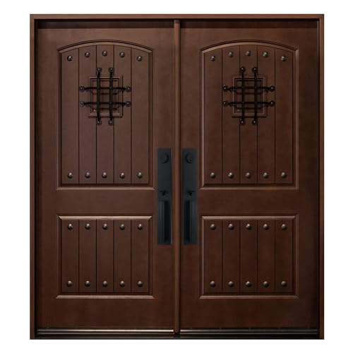 BGW Doors - Exterior Fiberglass Door with Speak Easy Pre-Hung Pre-Finished Double Entry Door FD05VPR- Lefthand Swing 36x80