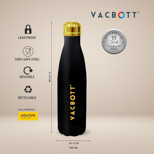 Image of Clay Craft Vacbott Stark Velvet Double Walled|18 Hours Hot and 24 Hours| Cold Water Bottle Vacuum Insulated Flask Bottle 500 ml|2 Piece, Steel Water Bottles for School, Office, Home, Gym, Leakproof