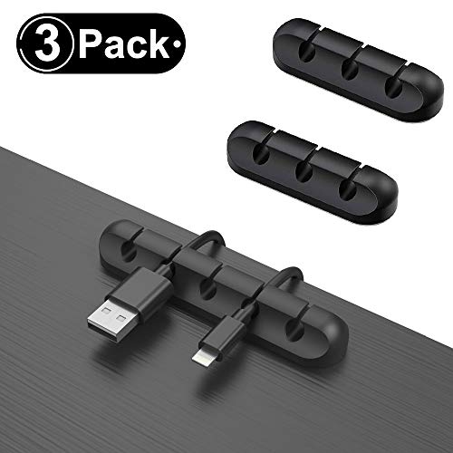 3-Pack Cable Clips,Cord Organizer,Wire Cord Holder for USB Charging Cable,Mouse Cable,Power Cord,Silicone Cable