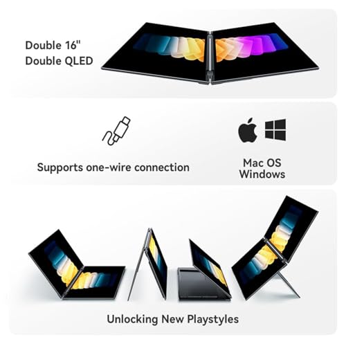 Image of EHOMEWEI X1 Foldable Dual Screen Portable Monitor 16 inchx2 FHD Laptop Screen Extender, 1920x1200 60Hz 100% sRGB, USB-C HDMI Plug & Play for MacBook Windows iPhone Switch PS5, Work from Home