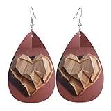 Corazón De Madera Imprimir Pendiente Cuero Estampado Pendiente De Piel Suave Pendientes Colgante Para Aniversario Mujer