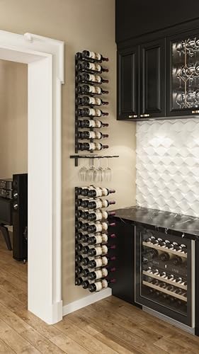 VintageView W Series Pro Wine Rack 3 - Double Depth, Metal Wall Mounted Wine Rack - Modern, Easy Access Wine Storage - Space Saving Wine Rack with 18 Bottle Storage Capacity - (Matte Black) - Thumbnail 3