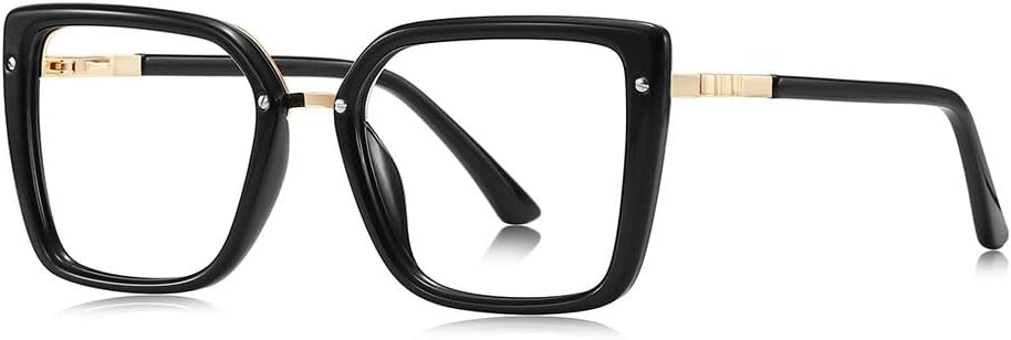 Lightweight Square Reading Glasses for Women, Stylish Metal Reader for Girl Lady, Anti-Blue Light Anti-glare Eyeglasses