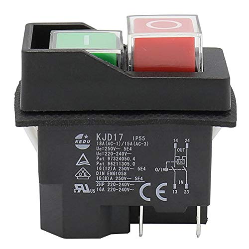 Wasserdicht Industrieller Drucktastenschalter KEDU KJD17 4Pins 2HP Elektromagnetischer Industrieschalter Cover