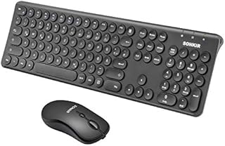 Sonkir K-20 Wireless Keyboard and Mouse Combo, 2.4GHz Rechargeable Ultra-thin Full-size Keyboard with Silent 3-Adjustable DPI Mouse Set for Windows, Laptop, PC Computer, Smart TV (Black)