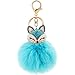 JOUDOO Rabbit Ball Keychain with Rhinestone Fox Head Keyring GJ-001 (Blue)