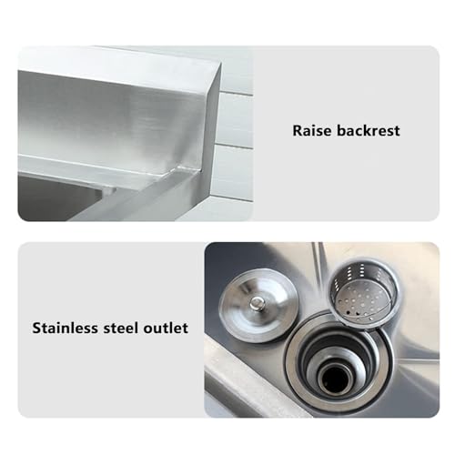 Genérico Servicio de Servicios de Acero Inoxidable Pesado se Hunde con Drenboard y Soporte Ajustable, Single Bowl Industrial Laundry Fiderazgo para Restaurante de Cocina Comercial