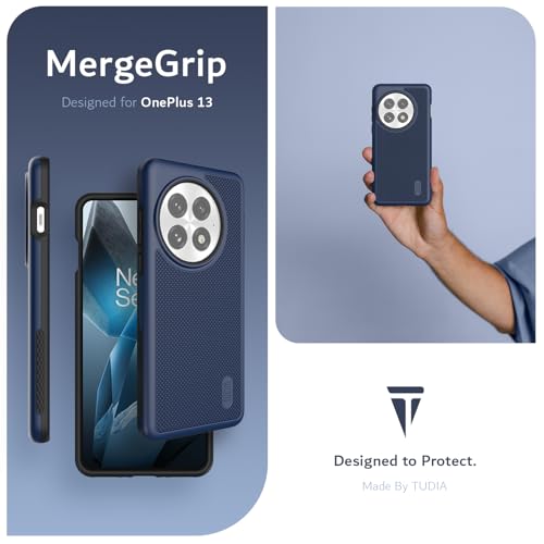 Image of TUDIA [MergeGrip Designed for OnePlus 13 Back Cover 5G (2025) - [Military Grade Drop Tested] Dual Layer Shockproof Slim Heavy Duty Tough Phone Case - Indigo Blue