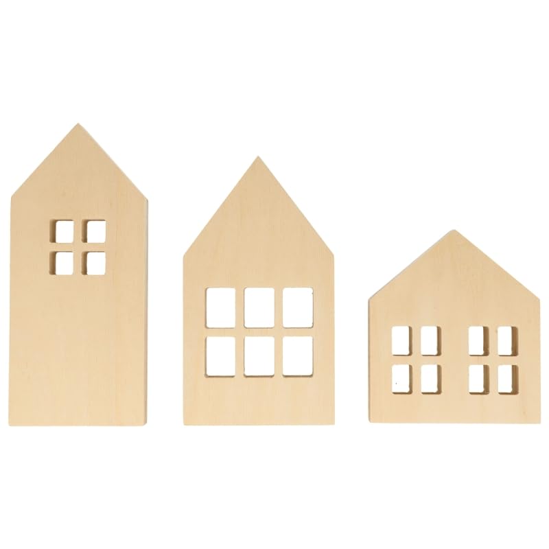 Holzhäuser zum Aufstellen – 11,5 bis 18 cm – 3 Stück
