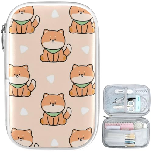 Image of Shiba Inu Dog Cartoon Marble Pencil Bag Case Zipper Pencil Holder Organizer Stationary Pen Bag Cosmetic Makeup Bag Pouch Purse for School Office Supplies