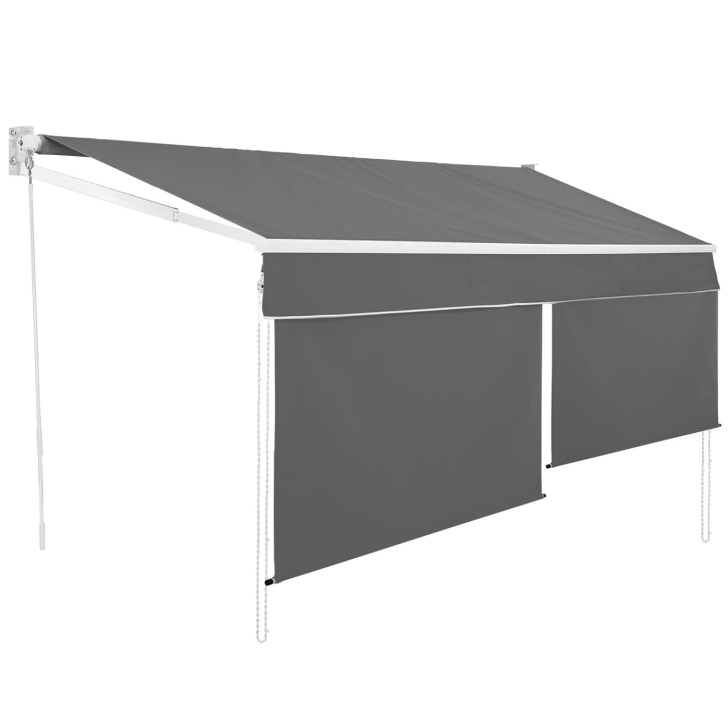 IDMarket - Store banne Manuel 4x3 M Gris Anthracite Lambrequin H.1,​50 M