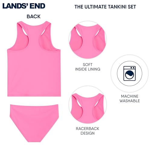 Image of Lands' End Girls' UPF 50+ Swim Bikini Bottom and Racerback Tankini Set