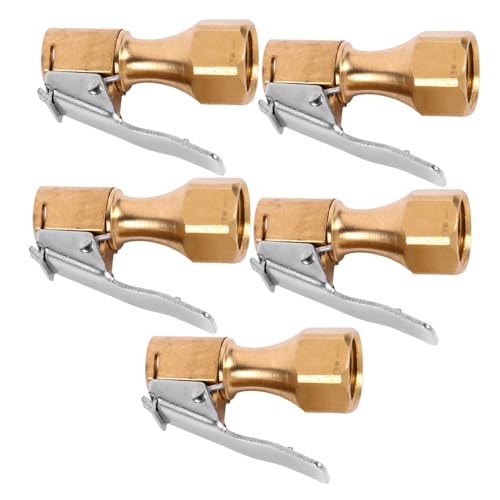 ELAYARD 5 Piezas Mandril de Cobre Recto para Inflador de Neumáticos con Clip de Bloqueo Accesorio de Compresor de Aire para Válvulas Compatible Mayoría de Infladores