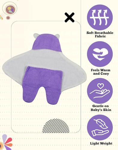 Image of New Born Multi-Purpose Baby Boy's and Baby Girl's Blanket and Sleeping Bag (Purple, 0-6 Months)