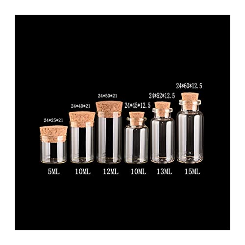 XIAOYAYA Frasco de 5 ml 10 ml 15 ml Mini frasco de vidro com rolhas vazias Frasco para chá Chá Açafr