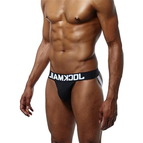 Tanga Jockstrap Suspensorio para Hombre Sexy Tanga Slips Ropa Interior para Hombre (L, Negro)